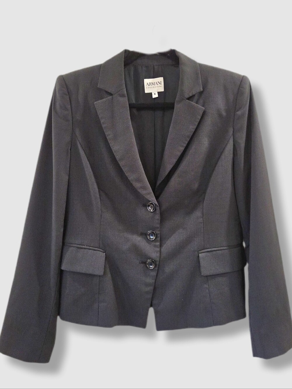 Classic Armani Collezioni Virgin Wool Pinstripe Blazer Small